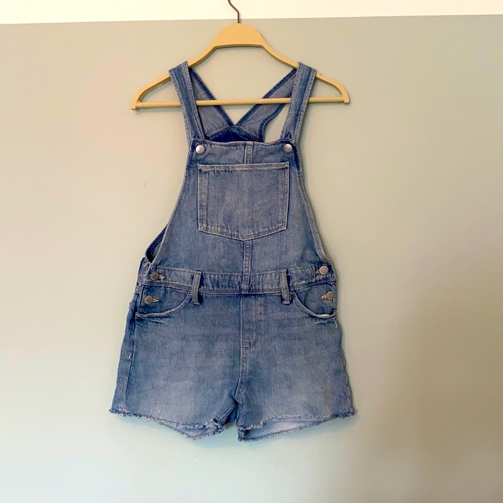 Jean overall shorts with adjustable straps